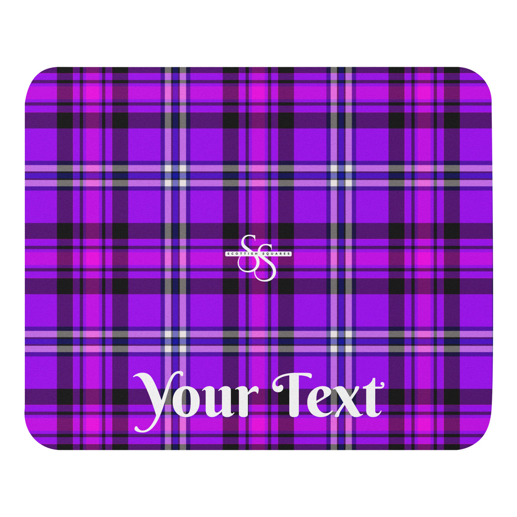 Personalized Electric Violet and Fuchsia Plaid Mouse Pad - Scottish Squares