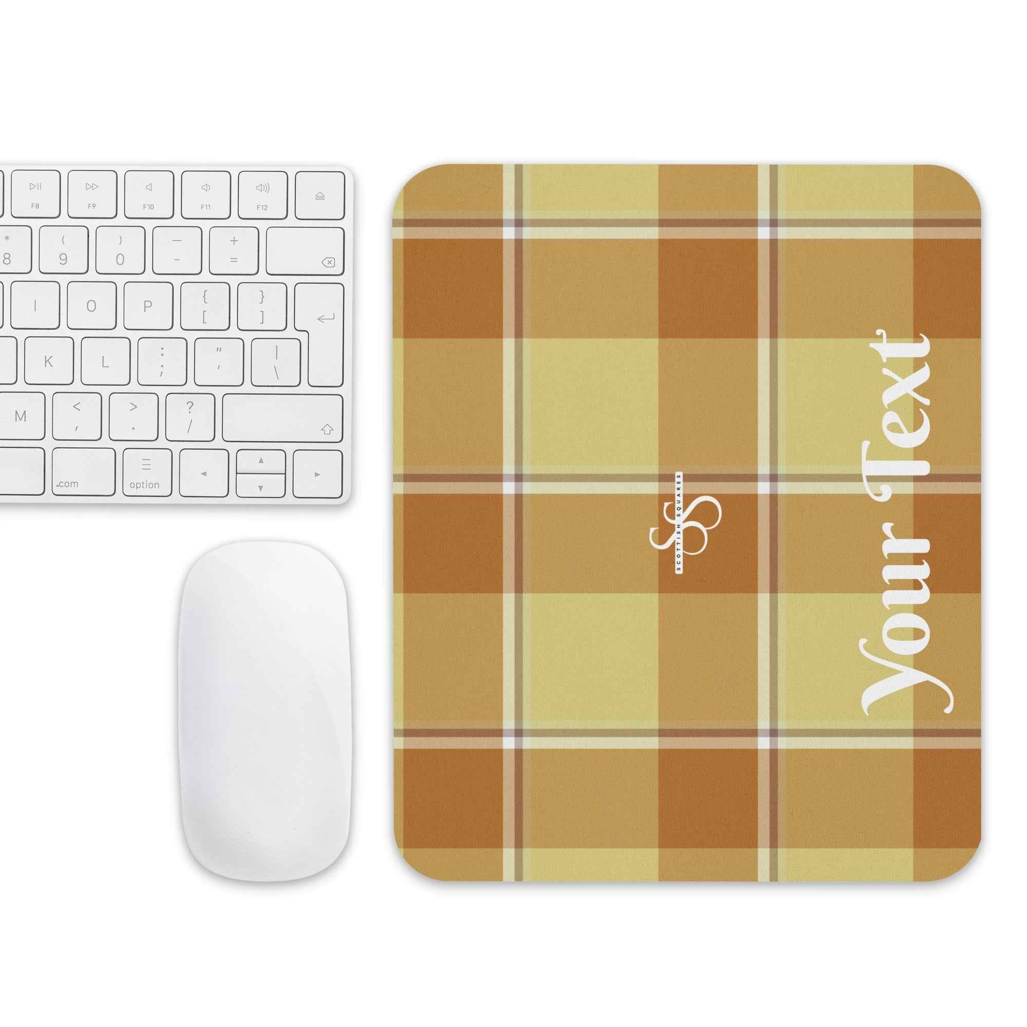 Personalized Zombie and Copper Plaid Mouse Pad - Scottish Squares