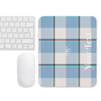 Personalized Pink Cloud and Blue Lagoon Plaid Mouse Pad - Scottish Squares