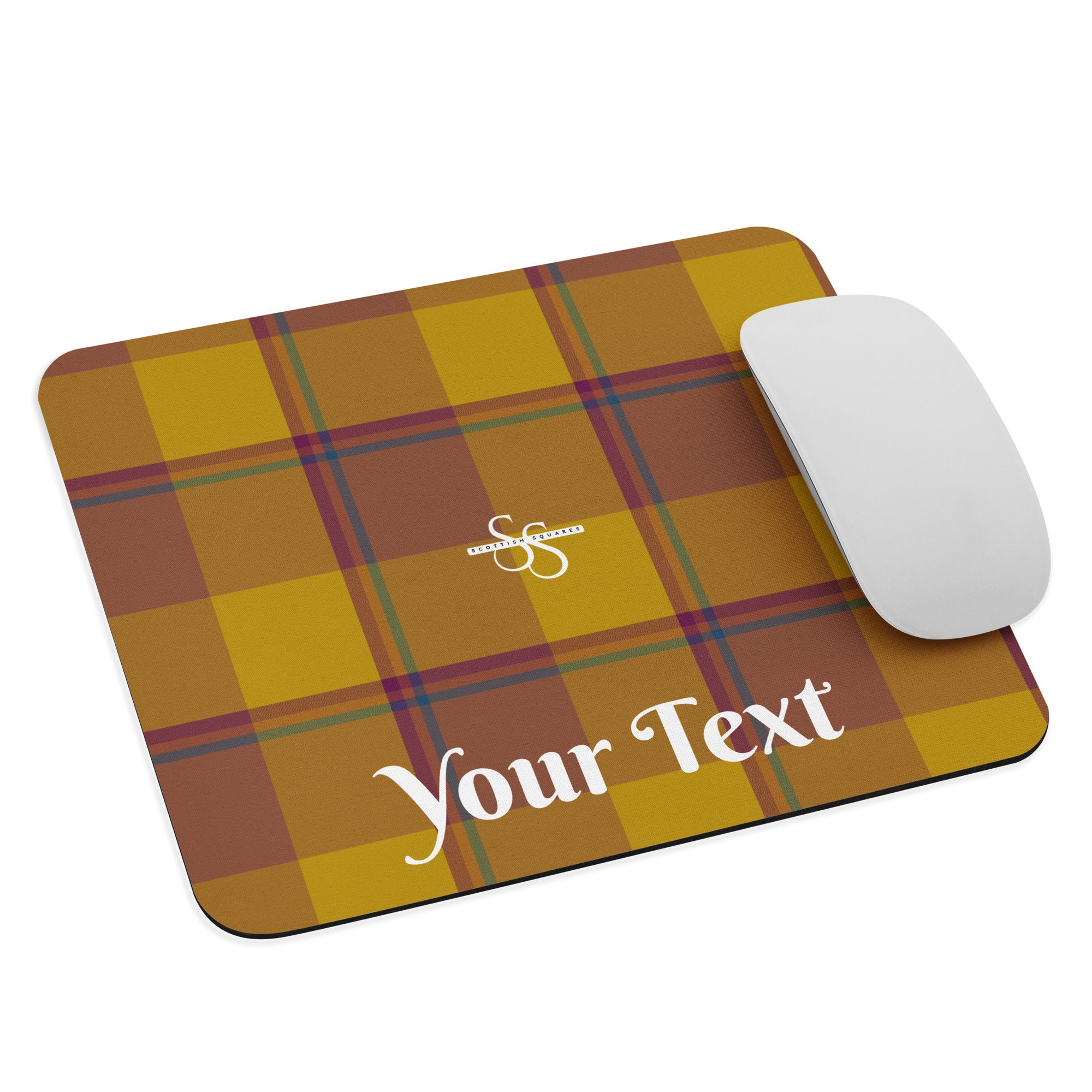 Personalized Potters Clay and Pizza Plaid Mouse Pad - Scottish Squares