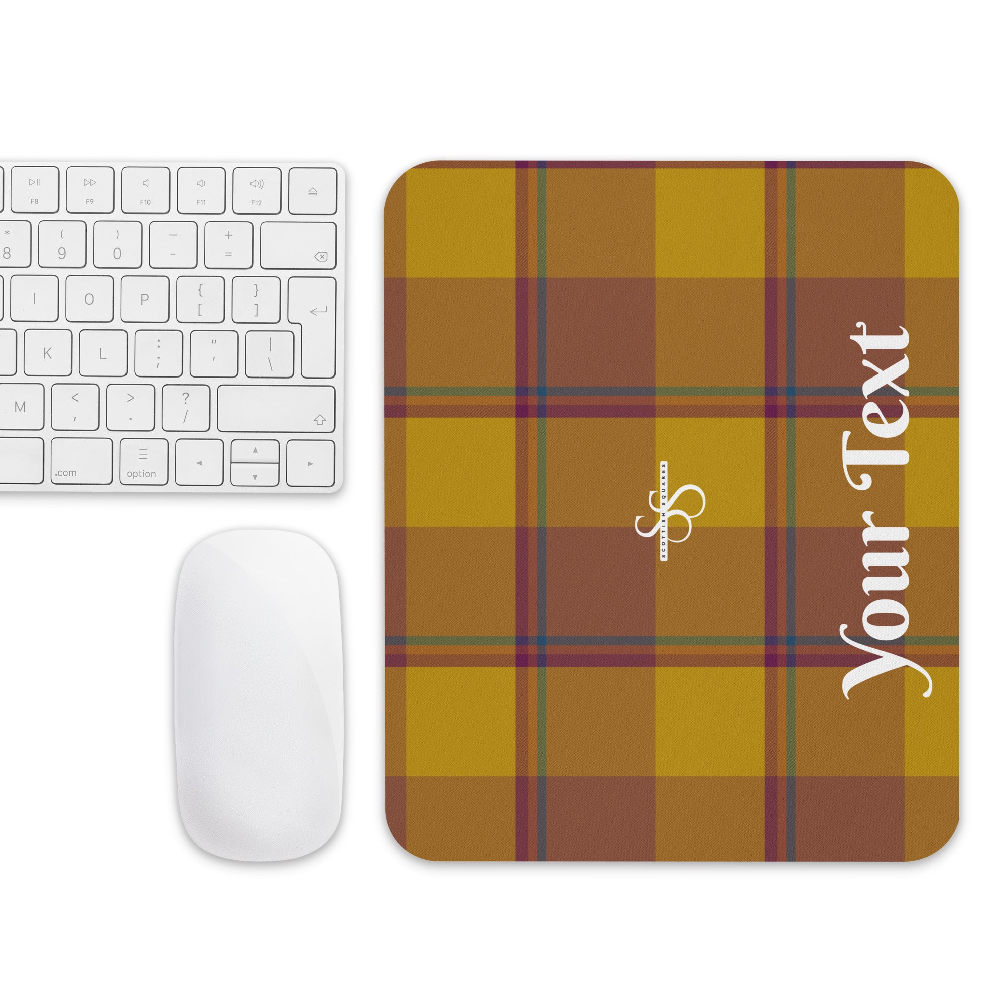 Personalized Potters Clay and Pizza Plaid Mouse Pad - Scottish Squares