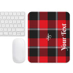 Personalized Red Ribbon and Heavy Metal Plaid Mouse Pad - Scottish Squares