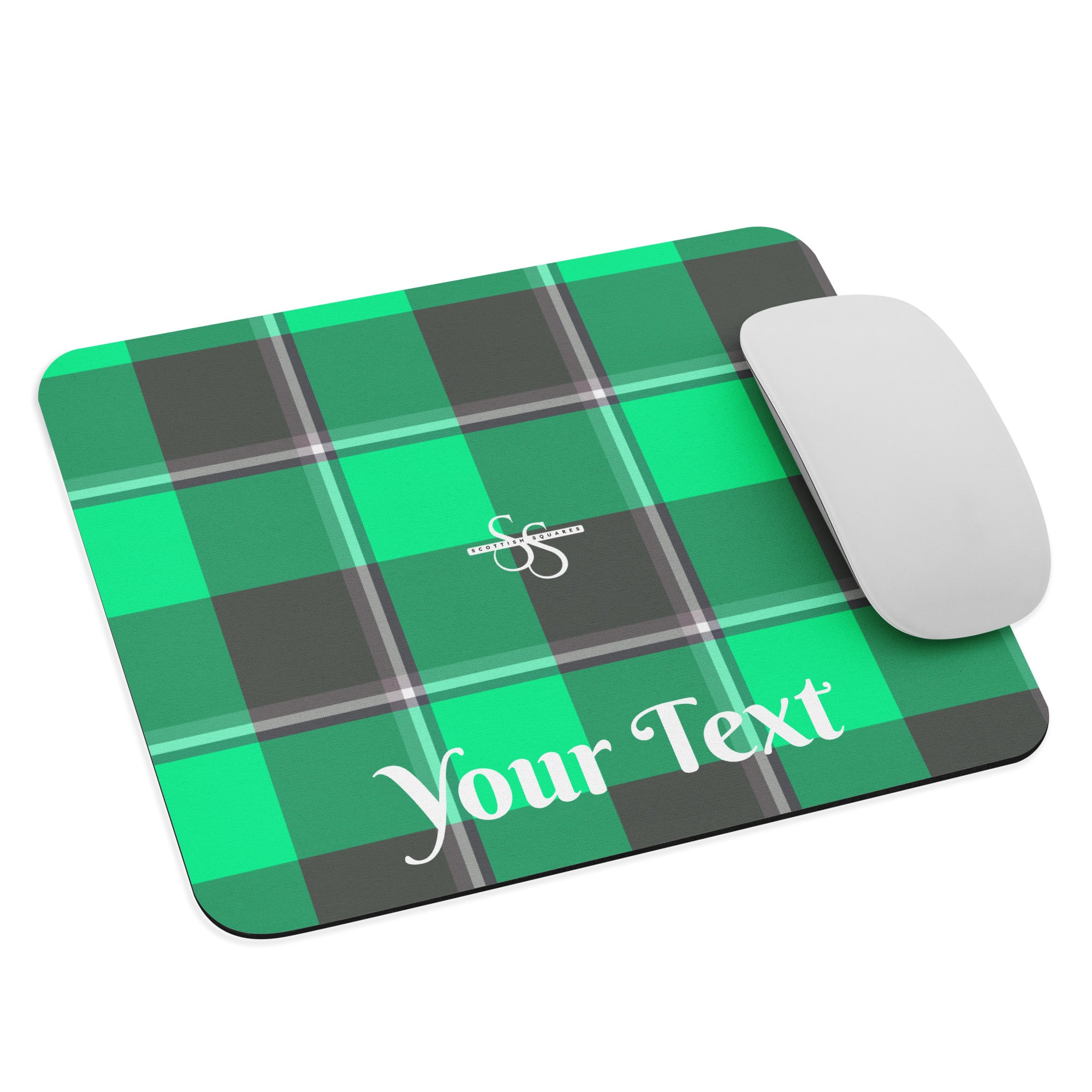Personalized Spring Green and Finlandia Plaid Mouse Pad - Scottish Squares