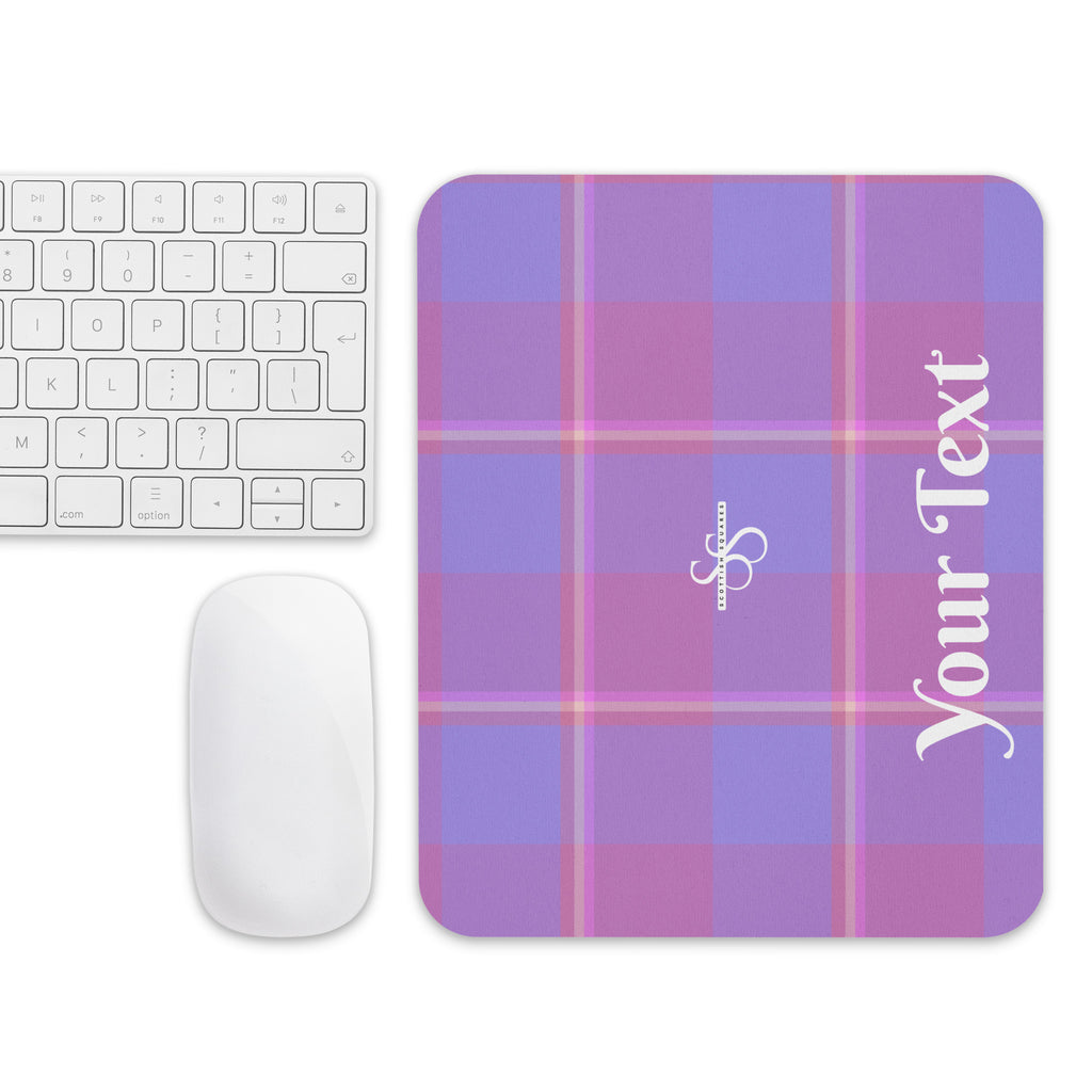 Personalized Viola and Dull Lavender Plaid Mouse Pad - Scottish Squares