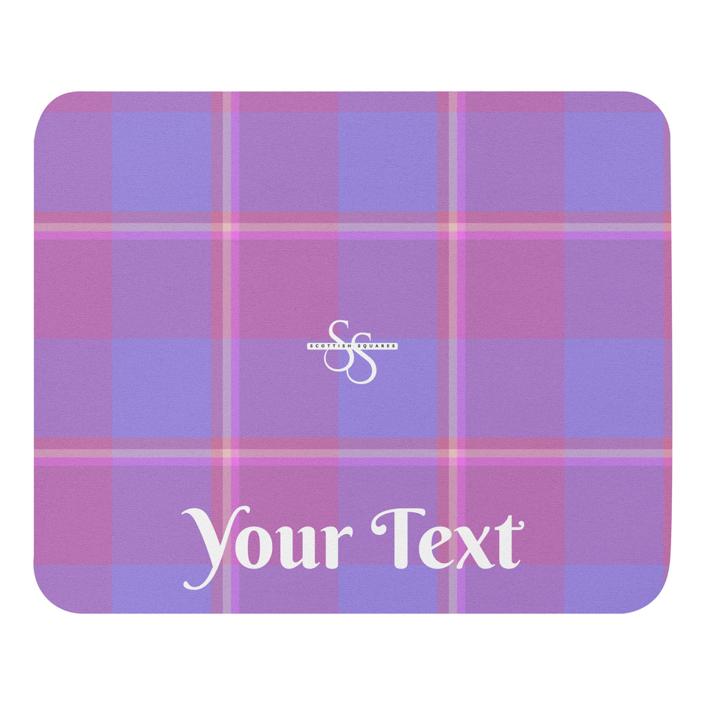 Personalized Viola and Dull Lavender Plaid Mouse Pad - Scottish Squares