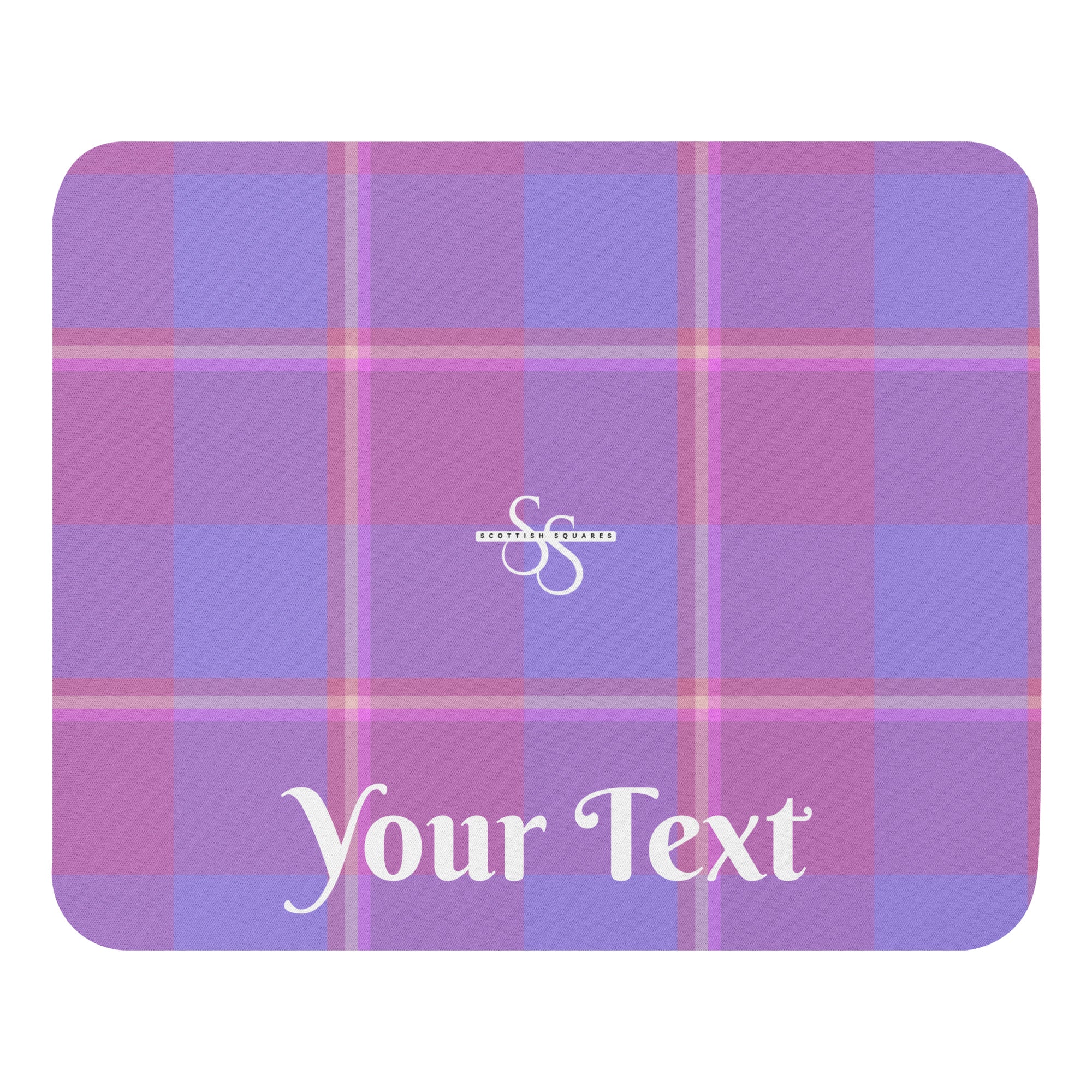 Personalized Viola and Dull Lavender Plaid Mouse Pad - Scottish Squares