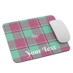 Personalized Vista Blue and Turkish Rose Plaid Mouse Pad - Scottish Squares