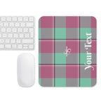 Personalized Vista Blue and Turkish Rose Plaid Mouse Pad - Scottish Squares