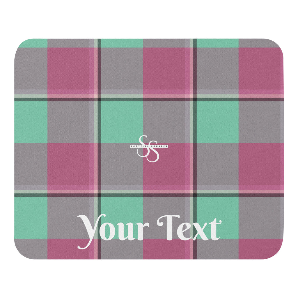 Personalized Vista Blue and Turkish Rose Plaid Mouse Pad - Scottish Squares