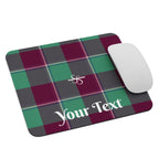 Personalized Ocean Green and Mulberry Wood Plaid Mouse Pad - Scottish Squares