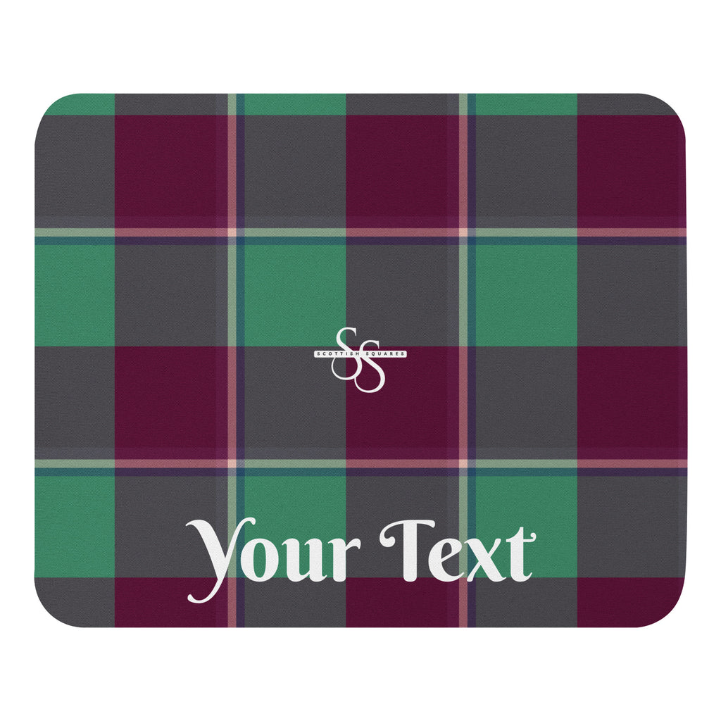 Personalized Ocean Green and Mulberry Wood Plaid Mouse Pad - Scottish Squares