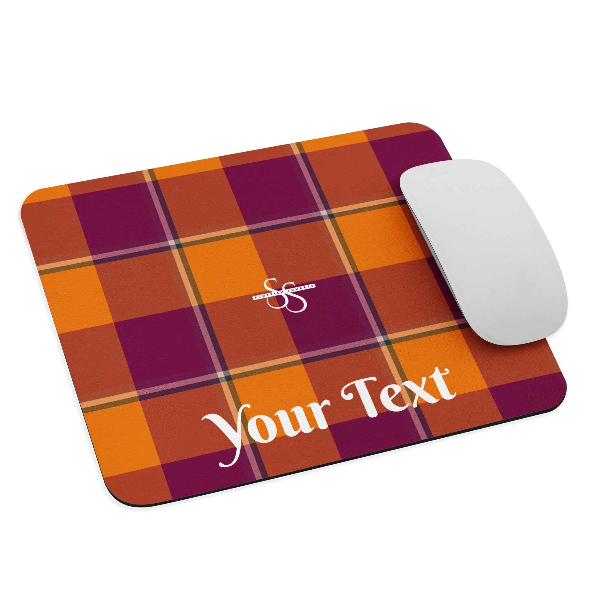 Personalized Tahiti Gold and Rose Bud Cherry Plaid Mouse Pad - Scottish Squares