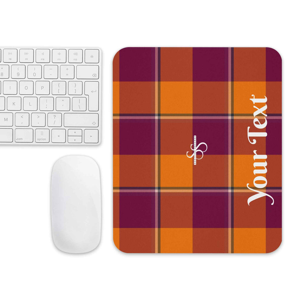 Personalized Tahiti Gold and Rose Bud Cherry Plaid Mouse Pad - Scottish Squares