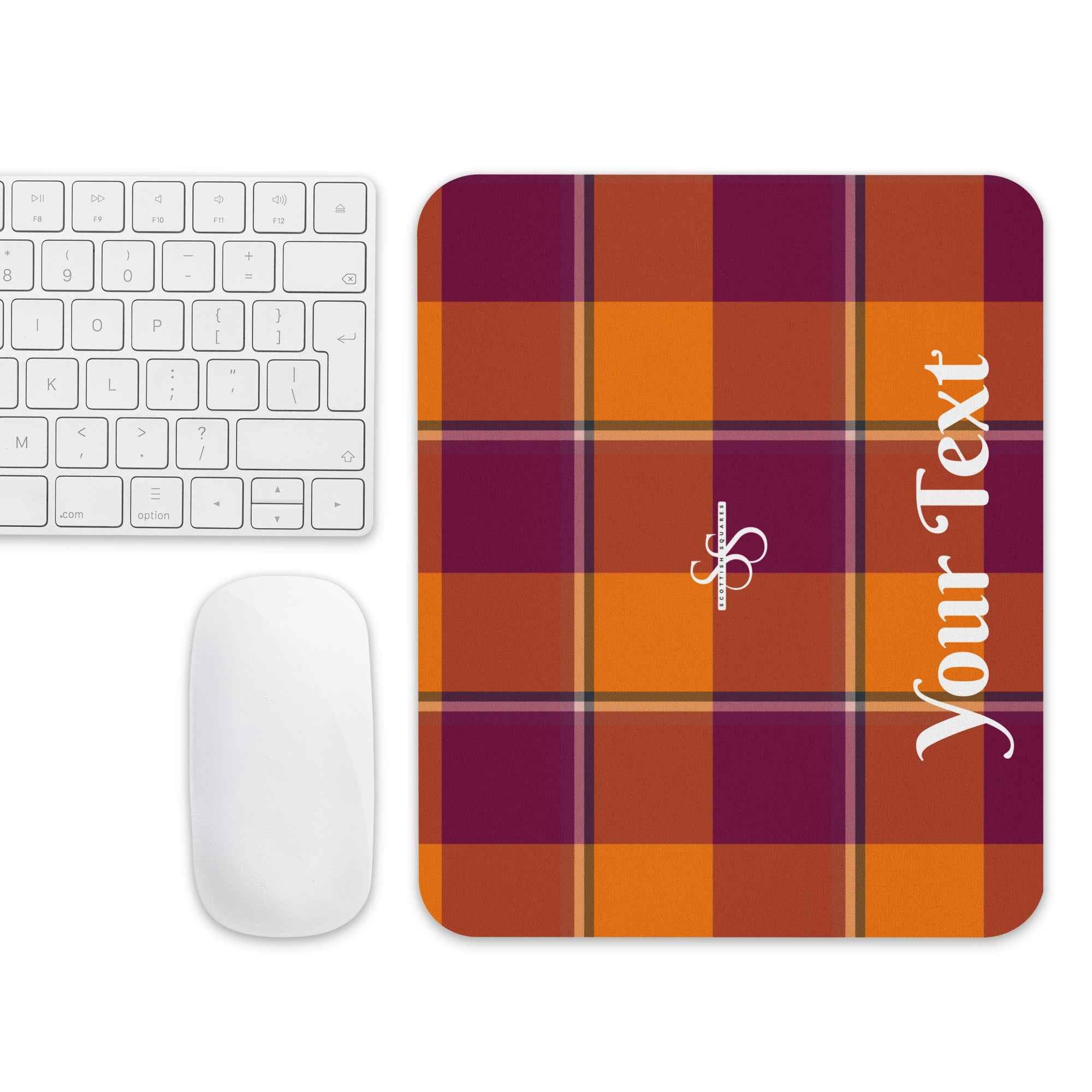 Personalized Tahiti Gold and Rose Bud Cherry Plaid Mouse Pad - Scottish Squares