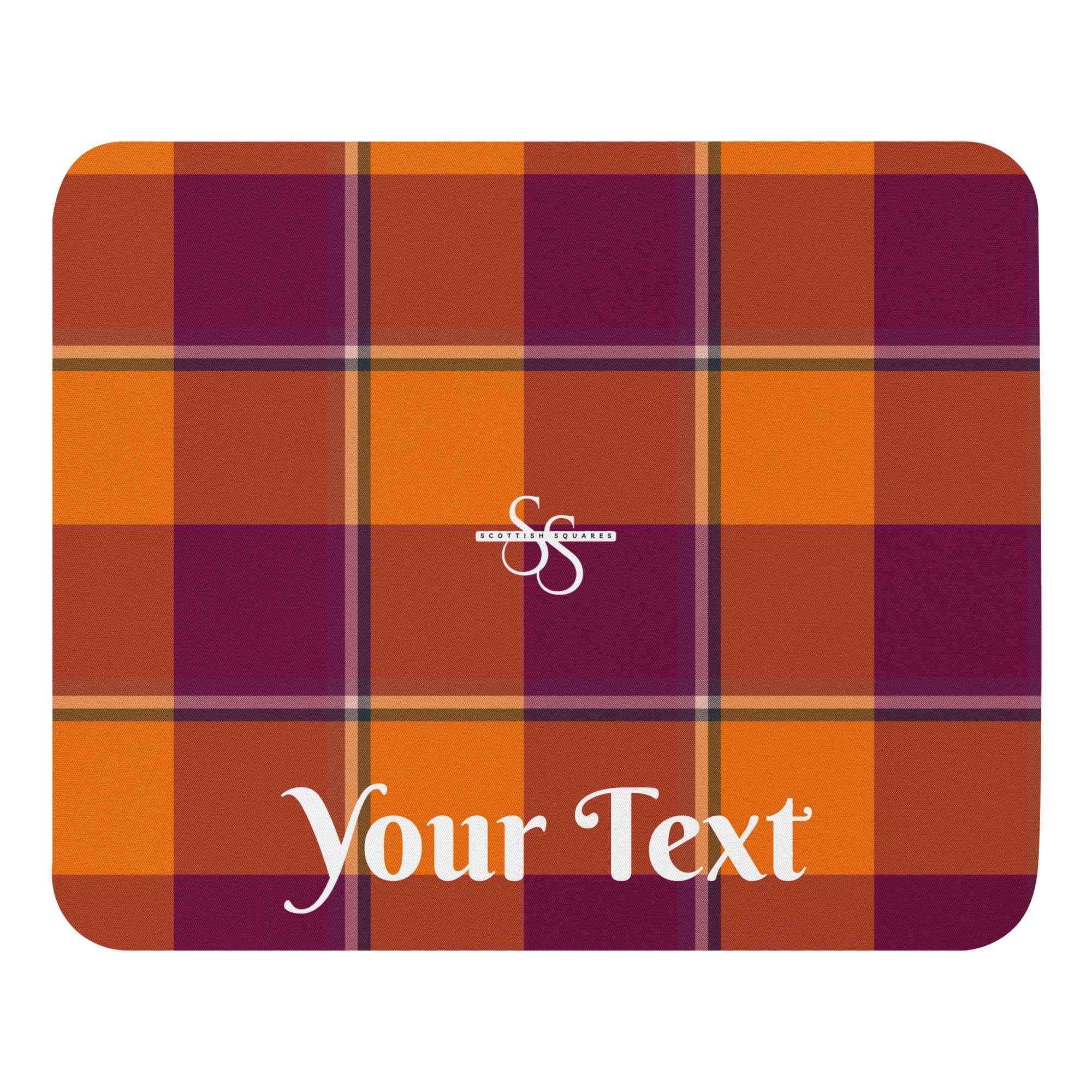 Personalized Tahiti Gold and Rose Bud Cherry Plaid Mouse Pad - Scottish Squares