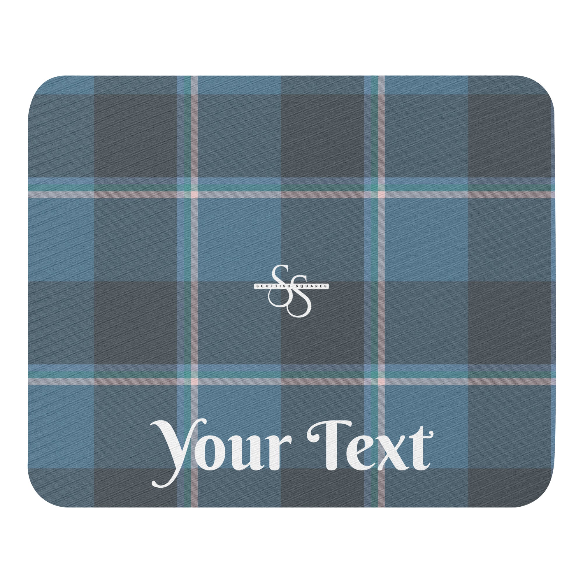 Personalized Hoki and Shuttle Gray Plaid Mouse Pad - Scottish Squares