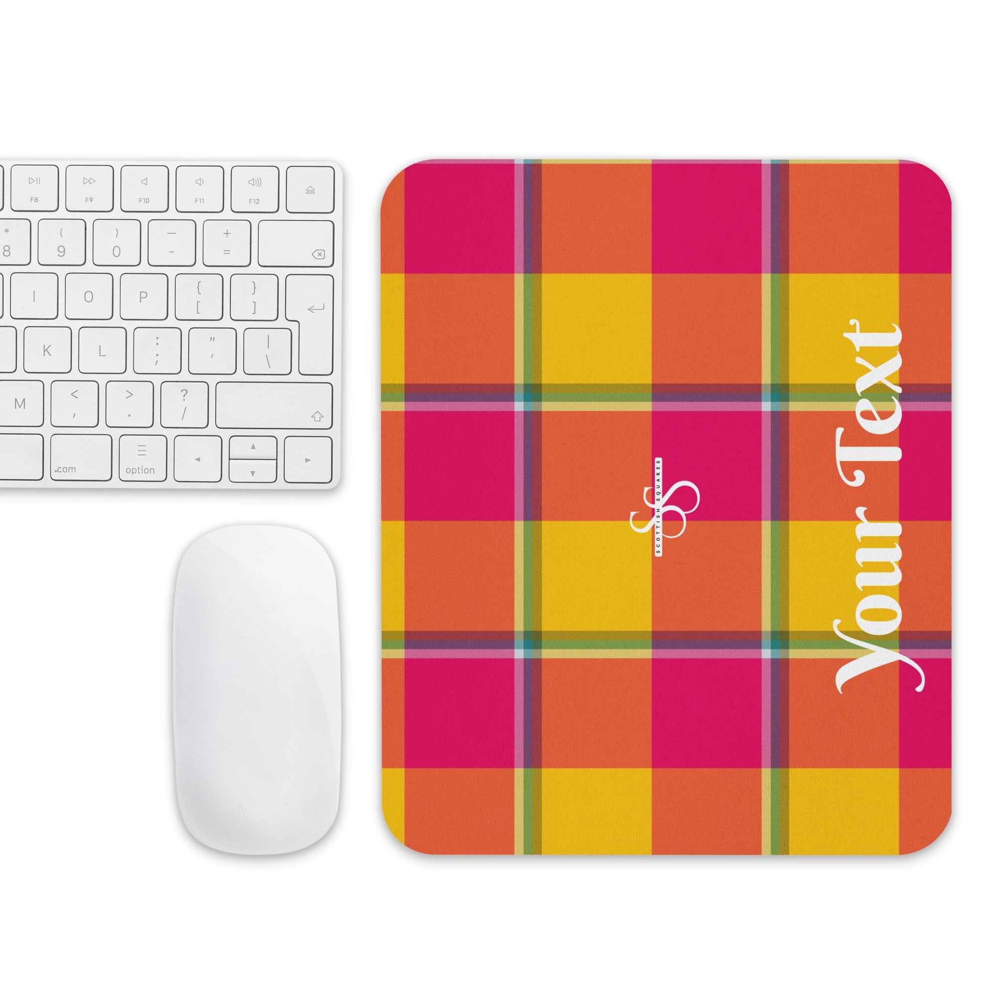Personalized Corn and Razzmatazz Plaid Mouse Pad - Scottish Squares