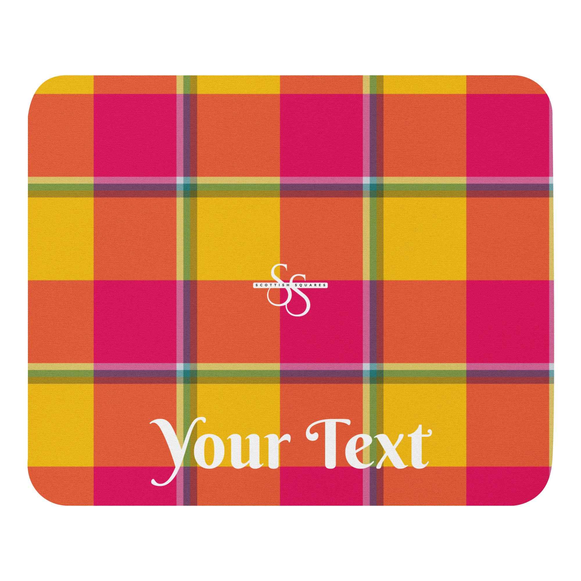 Personalized Corn and Razzmatazz Plaid Mouse Pad - Scottish Squares