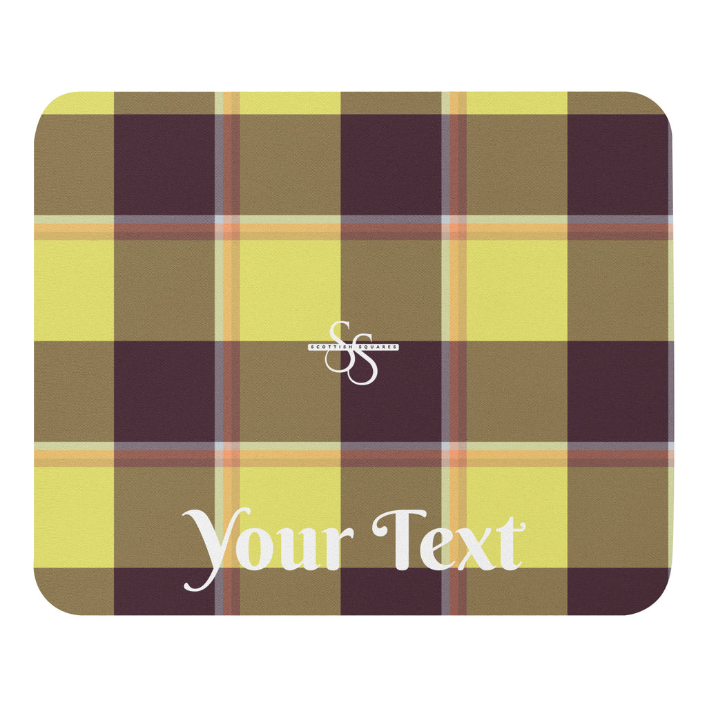 Personalized Flax and Livid Brown Plaid Mouse Pad - Scottish Squares