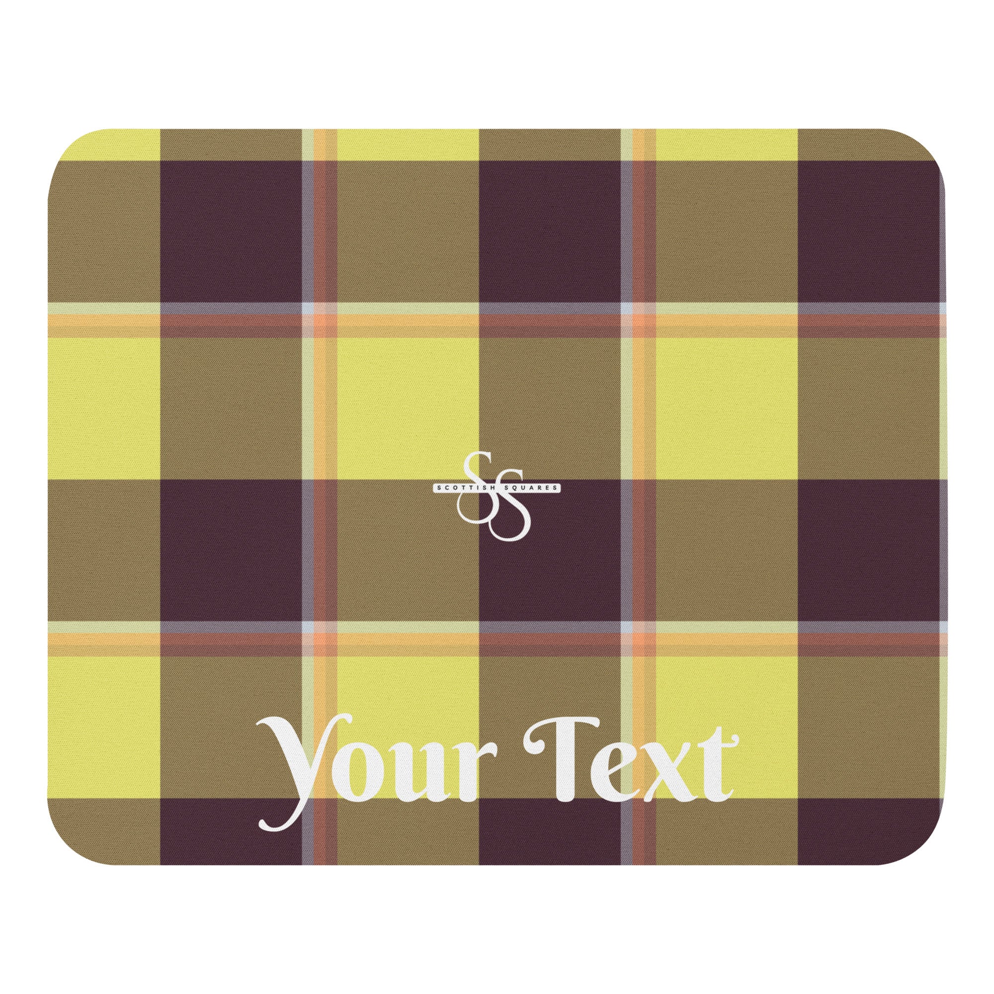 Personalized Flax and Livid Brown Plaid Mouse Pad - Scottish Squares