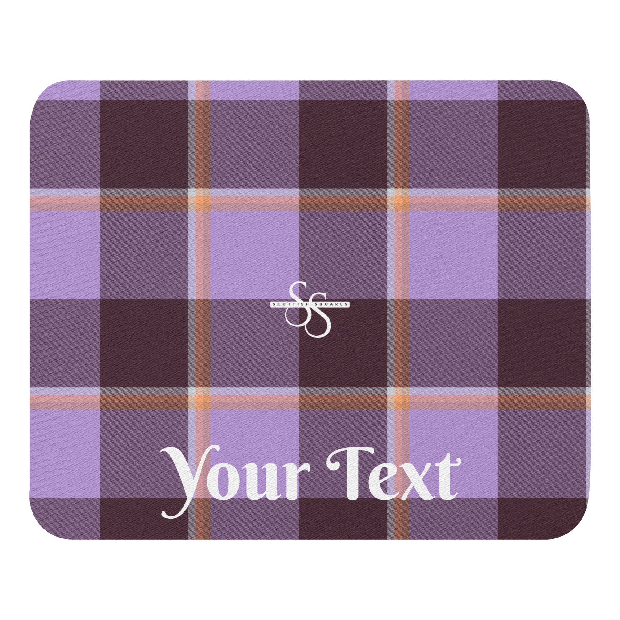 Personalized Light Wisteria and Livid Brown Plaid Mouse Pad - Scottish Squares