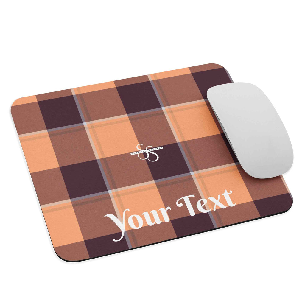 Personalized Hit Pink and Livid Brown Plaid Mouse Pad - Scottish Squares
