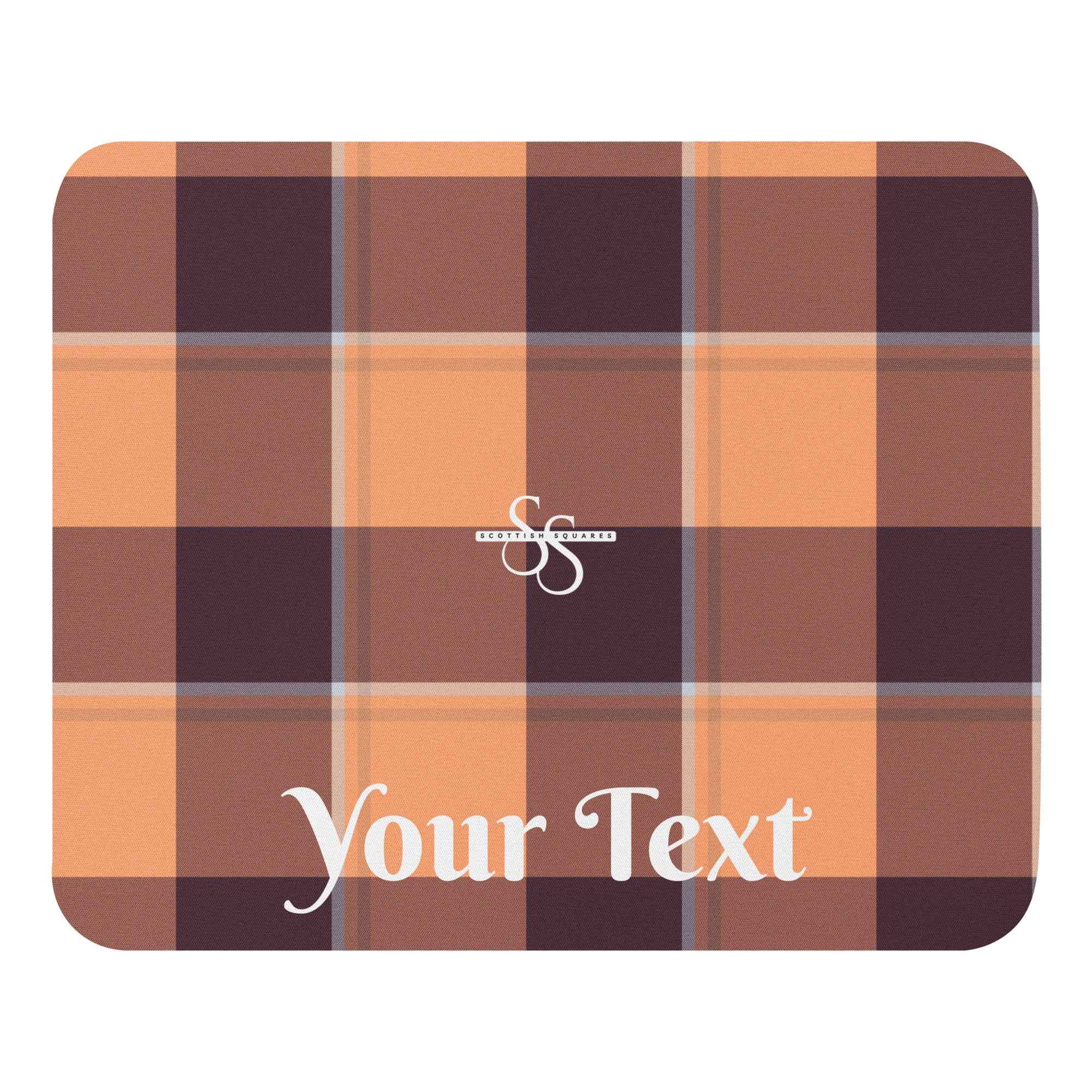 Personalized Hit Pink and Livid Brown Plaid Mouse Pad - Scottish Squares