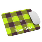 Personalized Electric Lime and Livid Brown Plaid Mouse Pad - Scottish Squares
