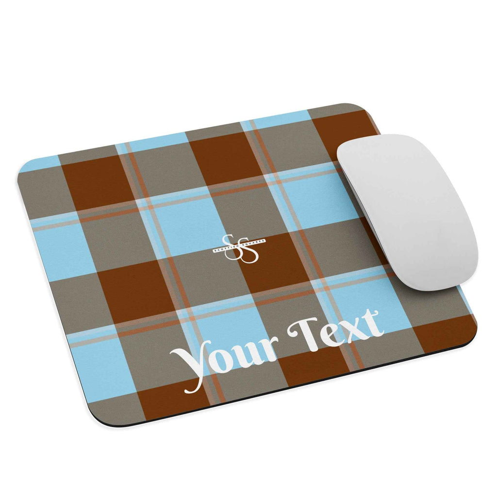 Personalized Blizzard Blue and Livid Brown Plaid Mouse Pad - Scottish Squares