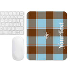 Personalized Blizzard Blue and Livid Brown Plaid Mouse Pad - Scottish Squares
