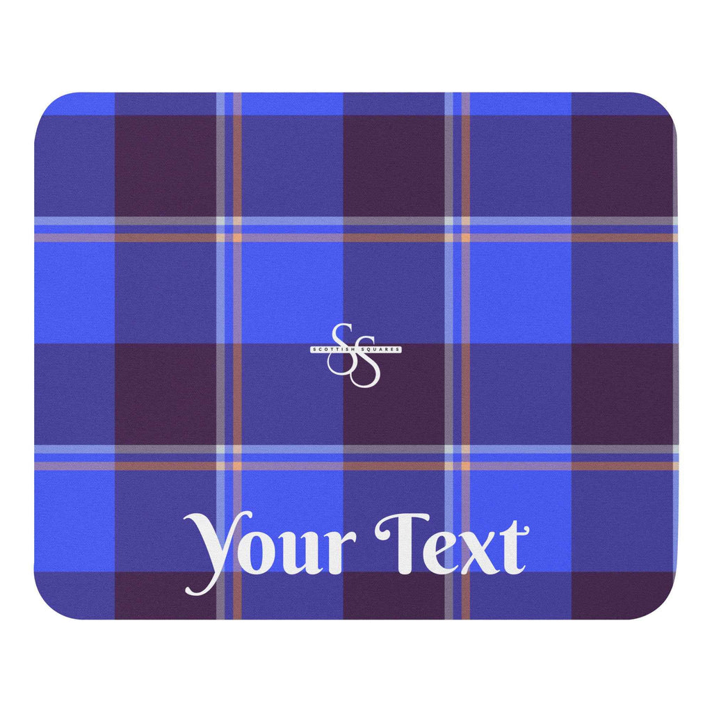 Personalized Cornflower Blue and Livid Brown Plaid Mouse Pad - Scottish Squares