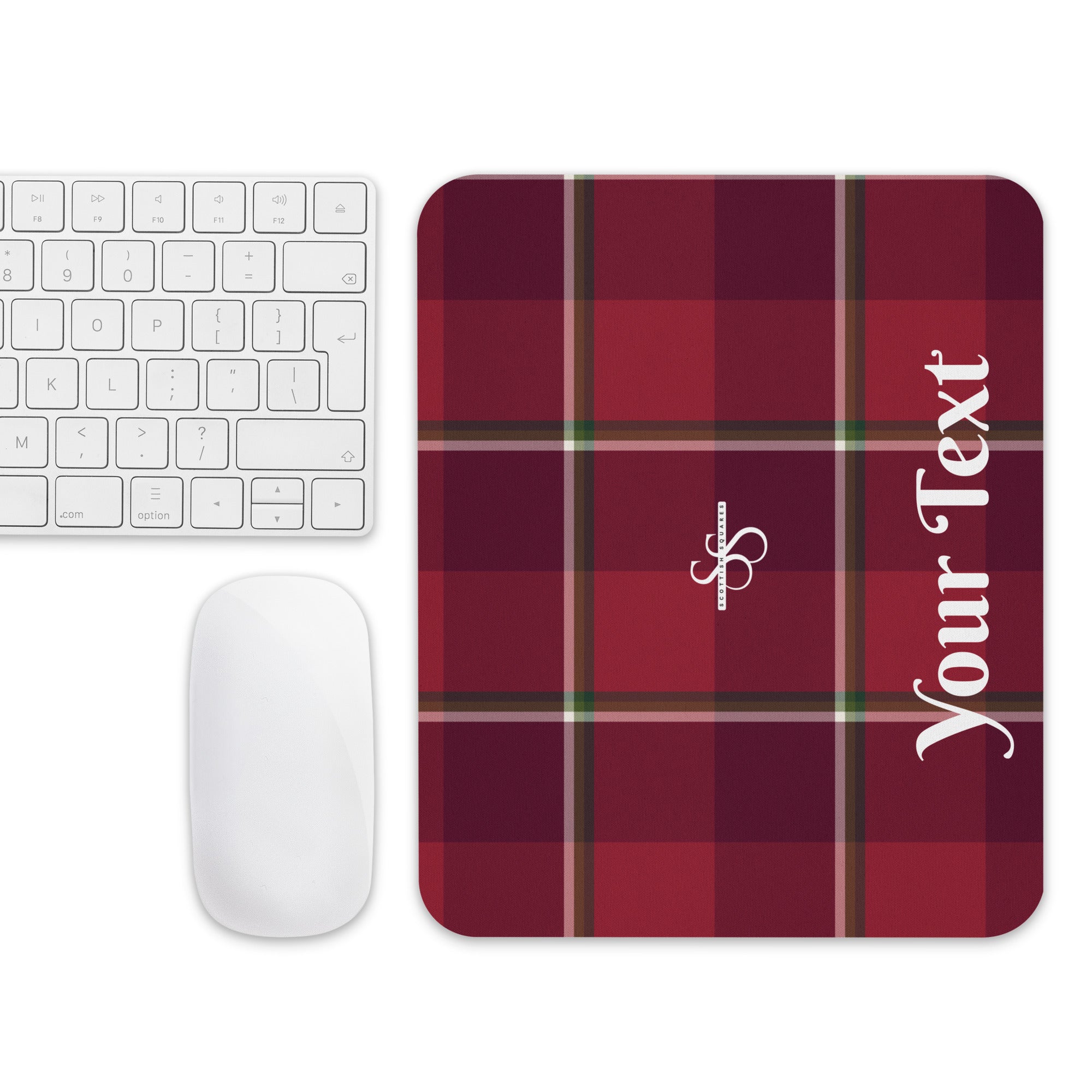 Personalized Old Brick and Cab Sav Plaid Mouse Pad - Scottish Squares