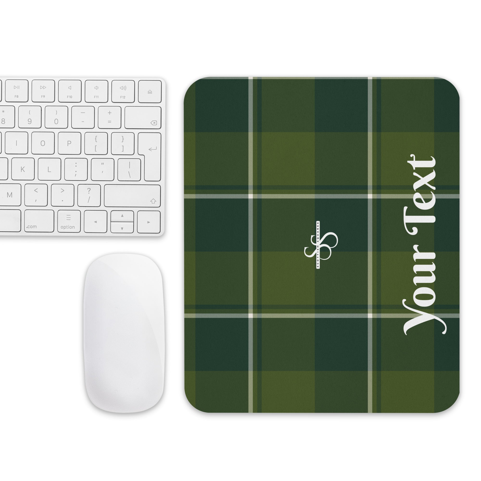 Personalized Woodland and Evergreen Plaid Mouse Pad - Scottish Squares