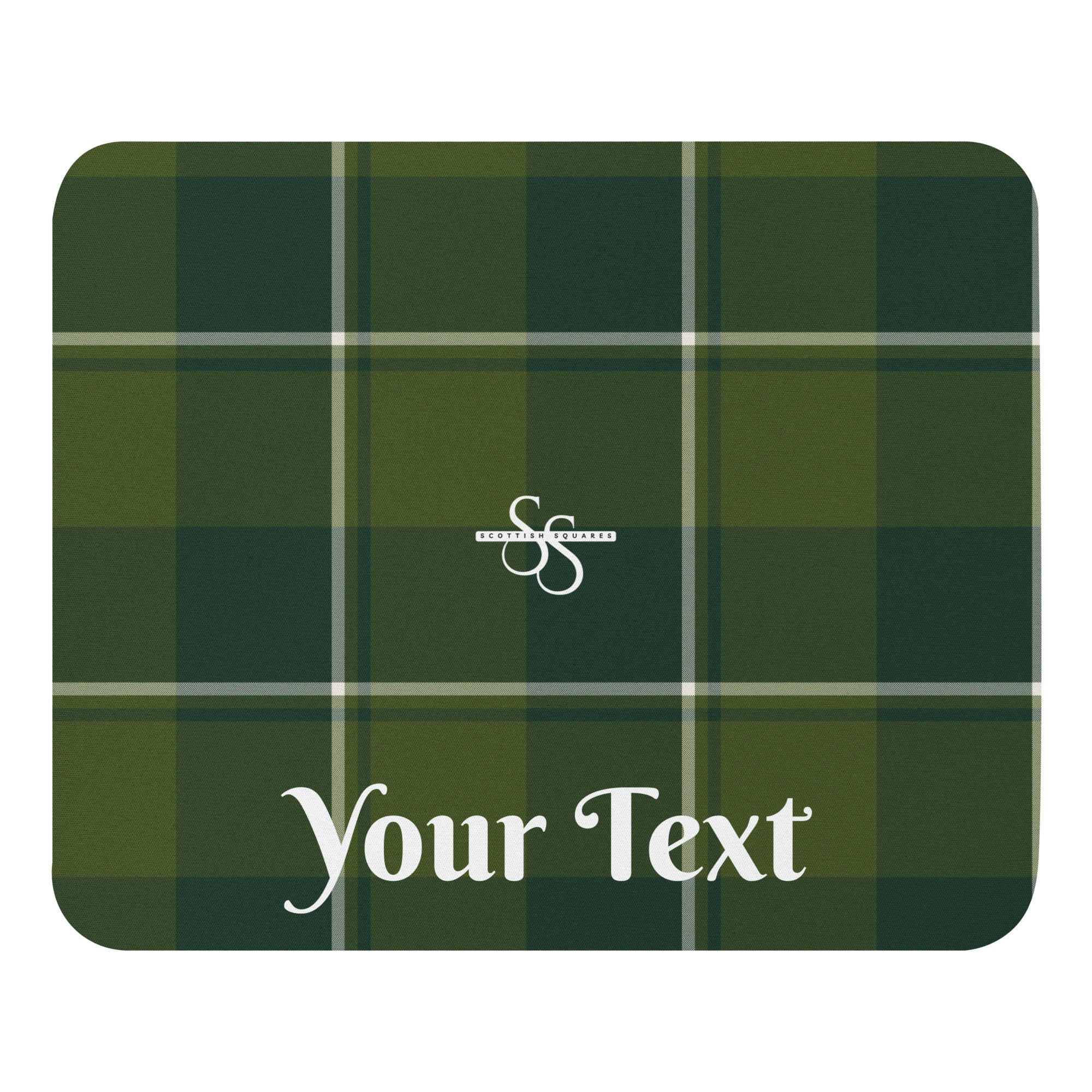 Personalized Woodland and Evergreen Plaid Mouse Pad - Scottish Squares