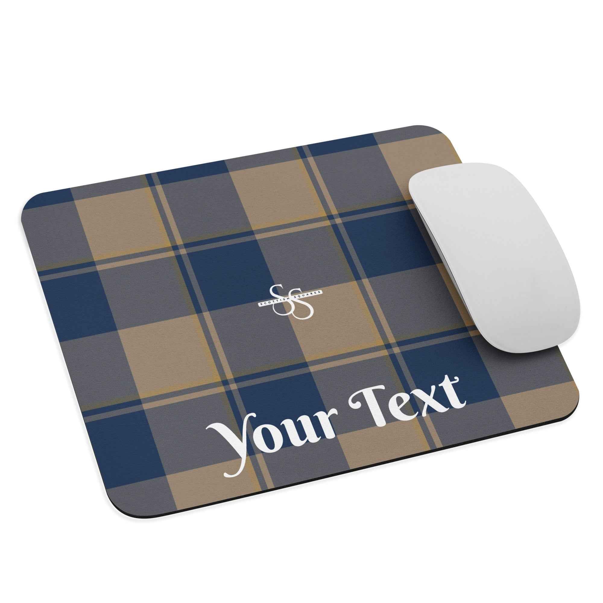 Personalized Cello and Donkey Brown Plaid Mouse Pad - Scottish Squares