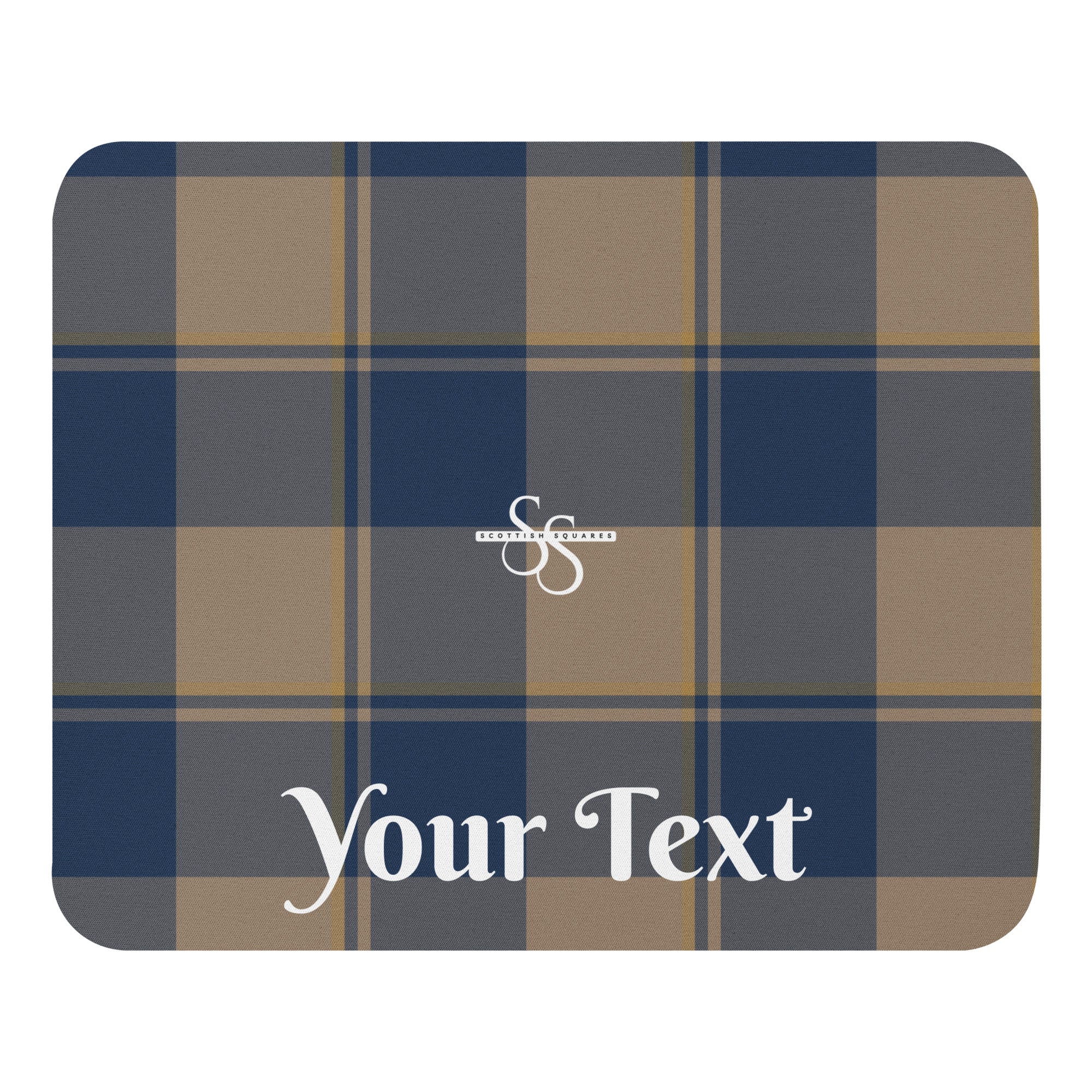Personalized Cello and Donkey Brown Plaid Mouse Pad - Scottish Squares