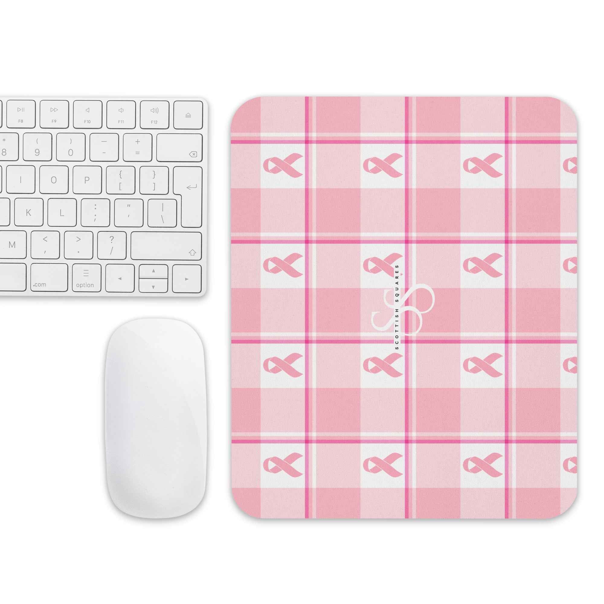 Mouse Pad Breast Cancer Awareness Plaid - Scottish Squares