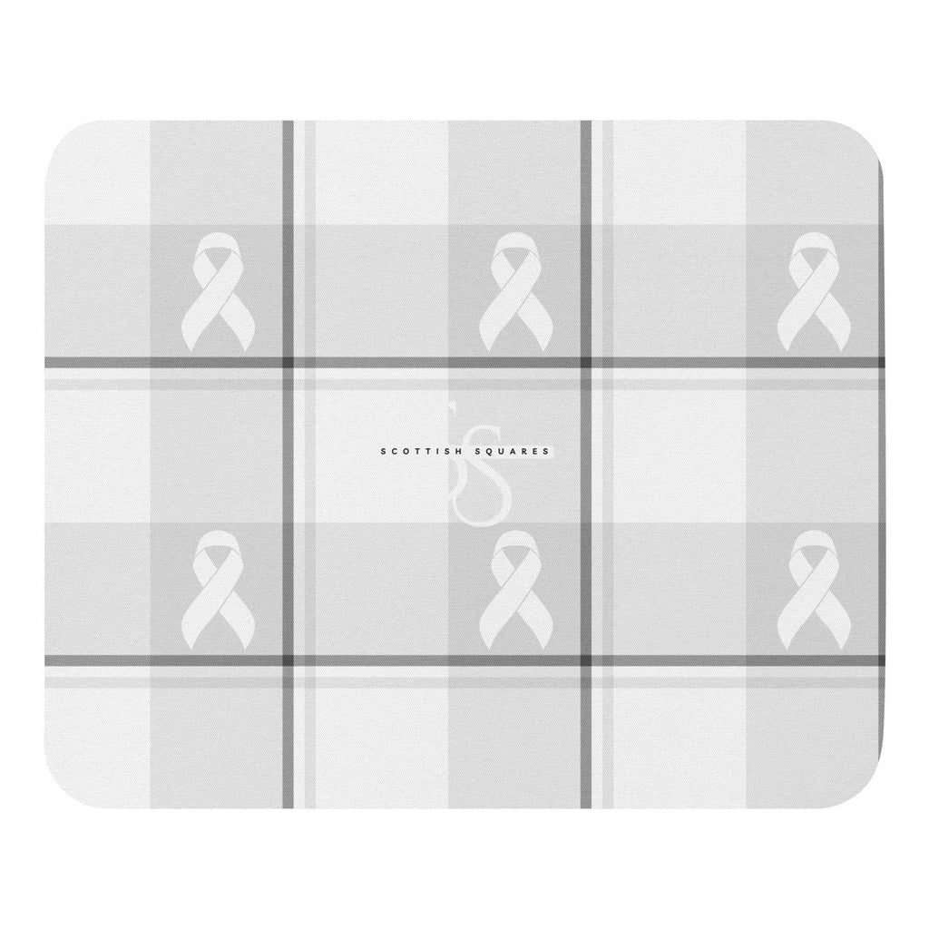Mouse Pad Lung Cancer Awareness Plaid, White Ribbon, Supportive Gift - Scottish Squares