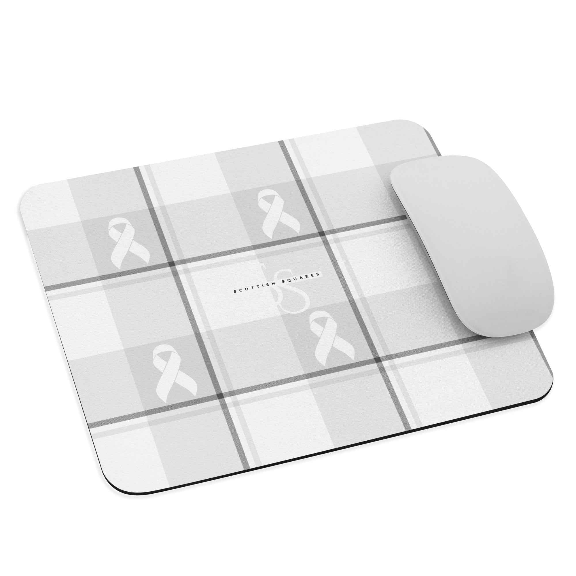 Mouse Pad Lung Cancer Awareness Plaid, White Ribbon, Supportive Gift Default Title - Scottish Squares