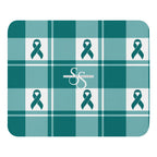 Mouse Pad Cervical Cancer Awareness Plaid, Teal Ribbon, Supportive Gift - Scottish Squares