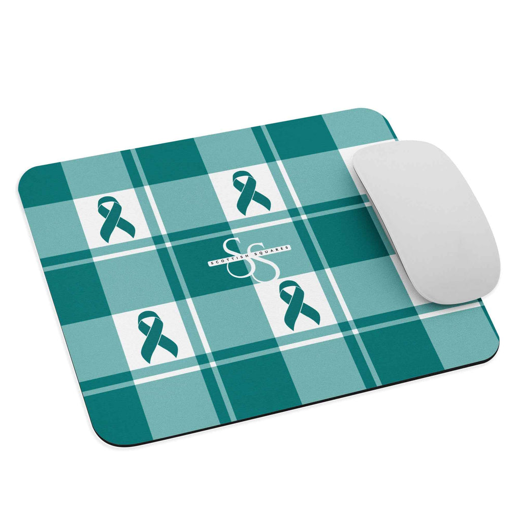 Mouse Pad Cervical Cancer Awareness Plaid, Teal Ribbon, Supportive Gift Default Title - Scottish Squares