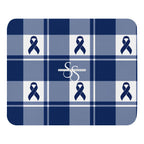 Mouse Pad Colorectal Cancer Awareness Plaid, Dark Blue Ribbon, Supportive Gift - Scottish Squares