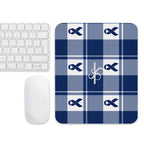 Mouse Pad Colorectal Cancer Awareness Plaid, Dark Blue Ribbon, Supportive Gift - Scottish Squares