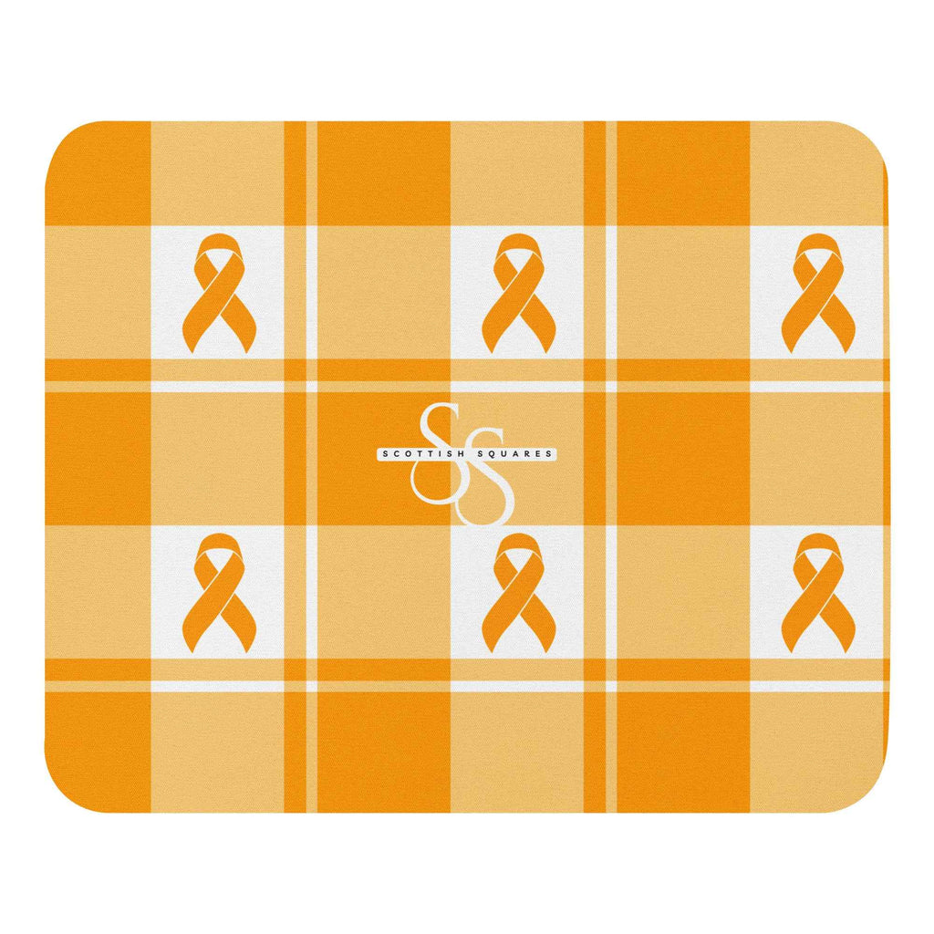 Mouse Pad Kidney Cancer Awareness Plaid, Orange Ribbon, Supportive Gift - Scottish Squares