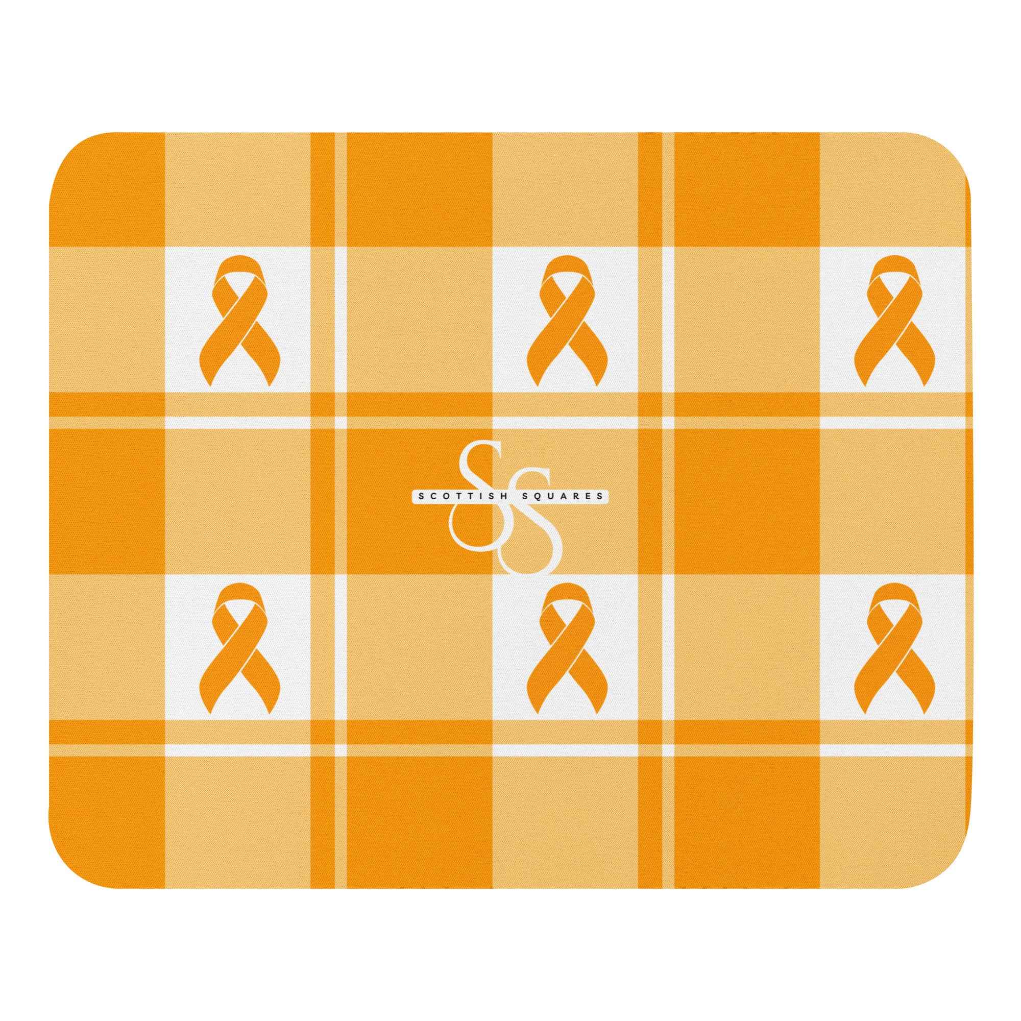 Mouse Pad Kidney Cancer Awareness Plaid, Orange Ribbon, Supportive Gift - Scottish Squares