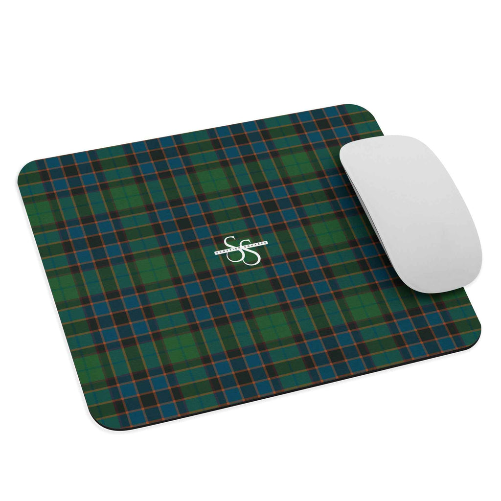 Mouse Pad Green Blue Orange Plaid Tartan