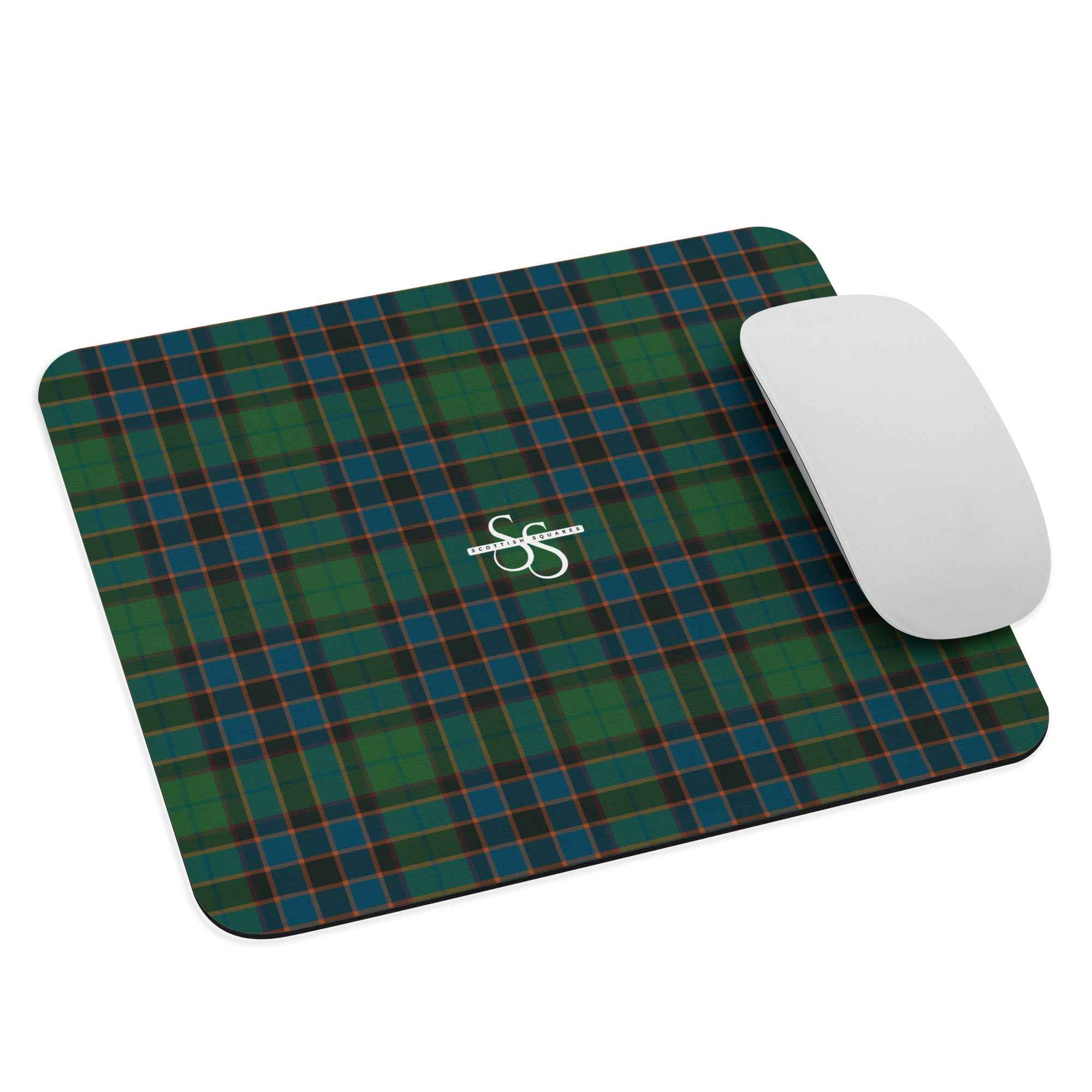 Mouse Pad Green Blue Orange Plaid Tartan