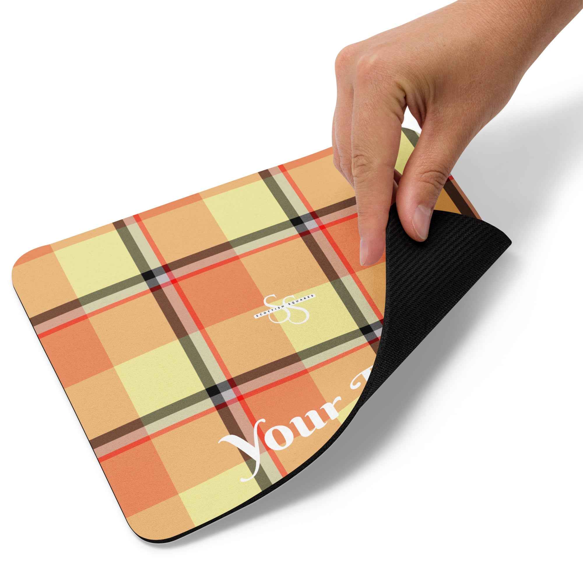Personalized Claystone and Morning Mist Plaid Mouse Pad - Scottish Squares
