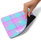 Personalized Mauve and Coastal Mist Plaid Mouse pad - Scottish Squares