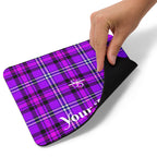Personalized Electric Violet and Fuchsia Plaid Mouse Pad - Scottish Squares
